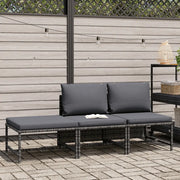 Set Divani da Giardino 3 pz con Cuscini Grigio in Polyrattan 313500