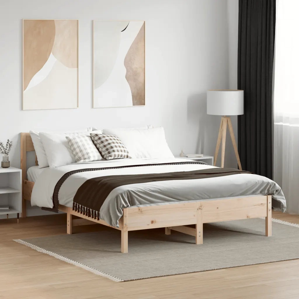 Letto senza Materasso 140x200 cm in Legno Massello di Pino 842646