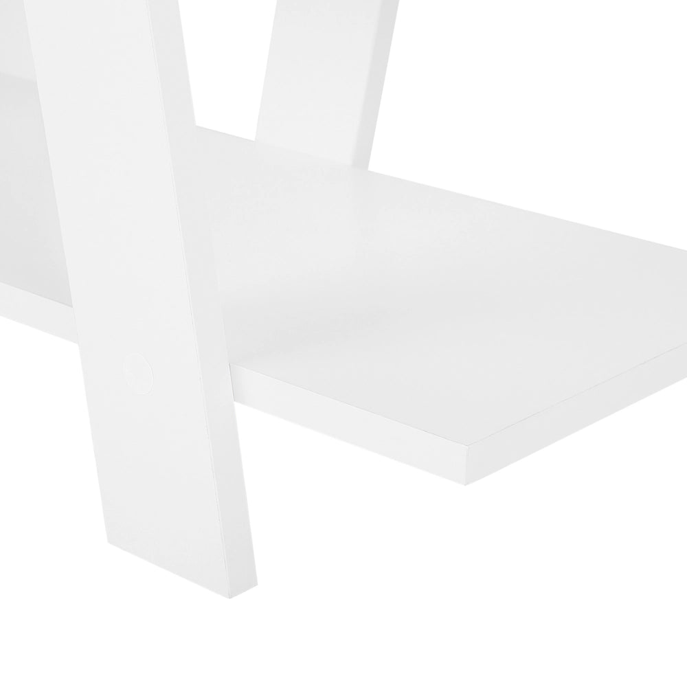 Set di mobili per ufficio, legno chiaro, MDF bianco, vetro, una scrivania, una libreria, un home office minimalista