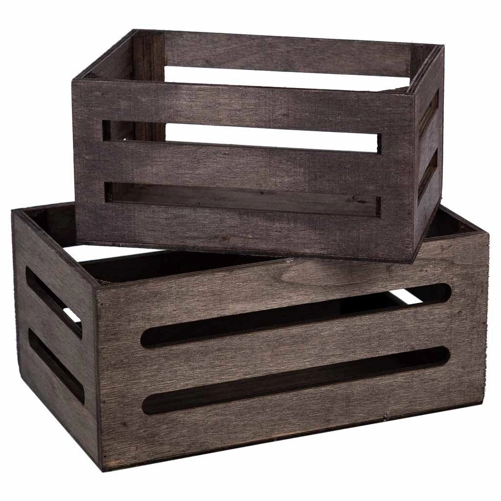 Set cassetti in legno 2 pezzi marrone 20x13x09-16x11x08h cm