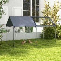 Gabbia per Animali in Acciaio con Tetto in Tessuto Oxford e Picchetti, 198x100x120 cm, Verde e Argento