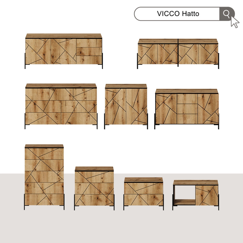Vicco Cassettiera per camera da letto Rovere 78 x 76.8 cm con 3 cassetti