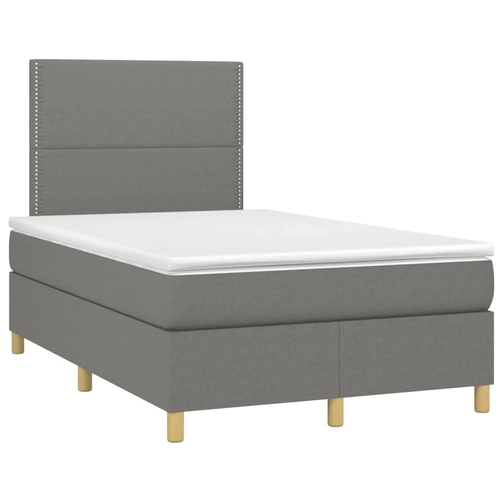 Letto a Molle Materasso e LED Grigio Scuro 120x200cm in Tessutocod mxl 98995