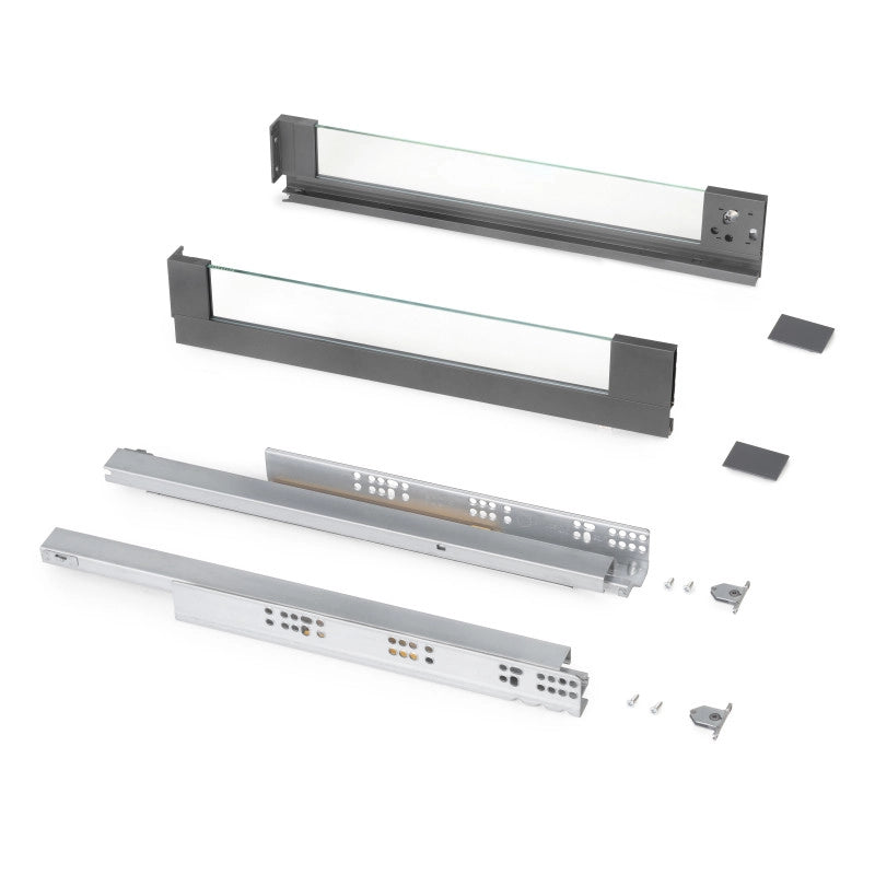Cassetto esterno Vertex 40 kg con laterale in vetro 131 mm di altezza, 450 mm di profondità, Acciaio, Alluminio e Vetro