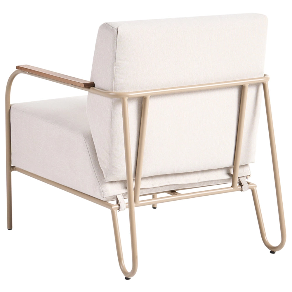 Set di 2 sedie da giardino beige con cuscini imbottiti schienale struttura in metallo e poggiapiedi Design moderno per esterni