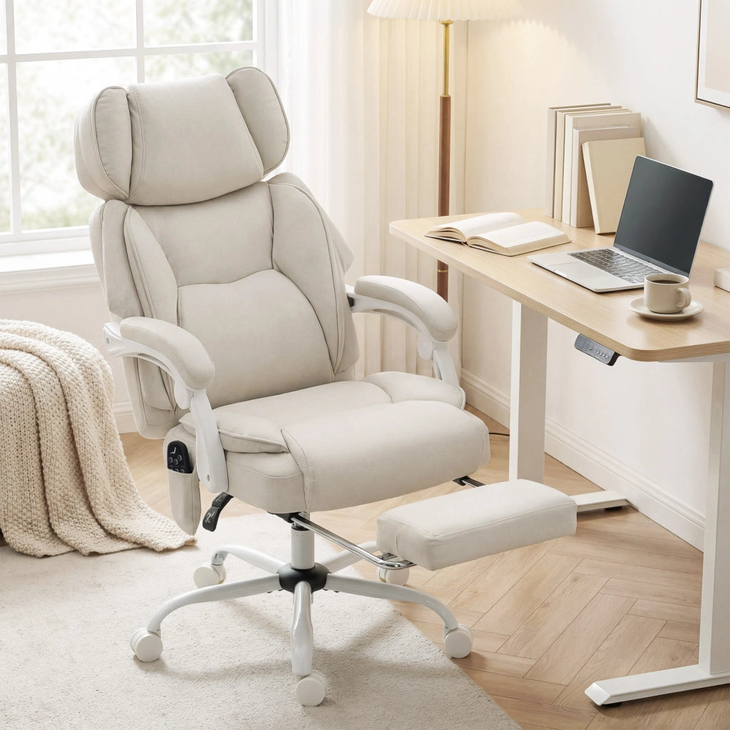 Sedia da Ufficio Reclinabile con Massaggio ¨C zephmum ¨C Grigio, Tessuto, Schienale Regolabile