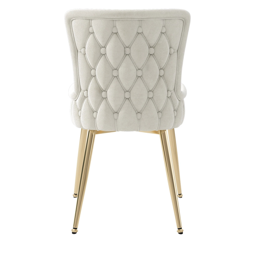 Set di 4 sedie in velluto beige con gambe in metallo e montaggio facile