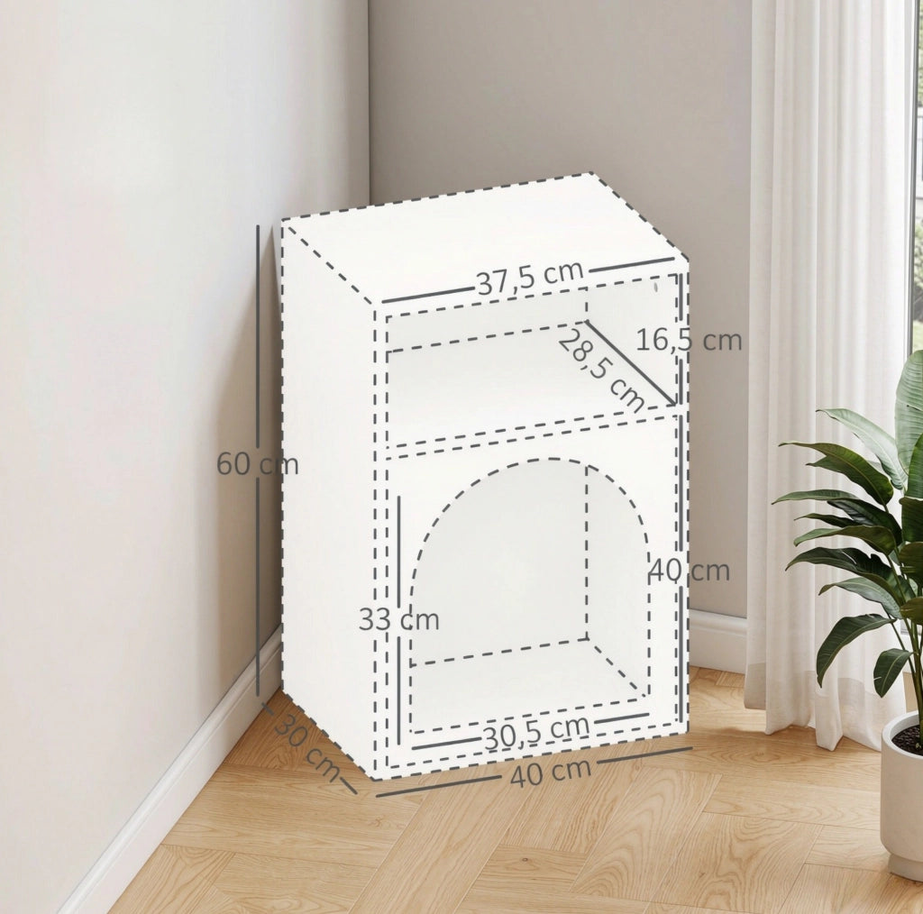 Set di 2 comodini ULEVR 40x30x60 cm con 2 vani aperti, in MDF bianco