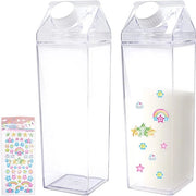 Set di 2 Bottiglie di Latte in Vetro Claro 500ml con Etichette Decorative per Artigianato Bottiglia di Plastica Claro per Succo