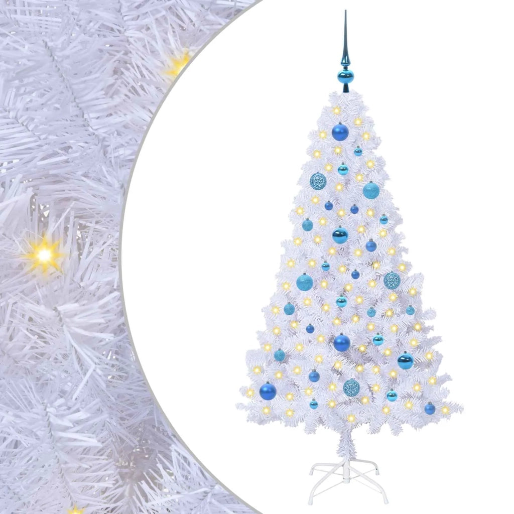 Albero di Natale Artificiale-Albero Natalizio Bianco 150 cm PVC e Acciaio 412413