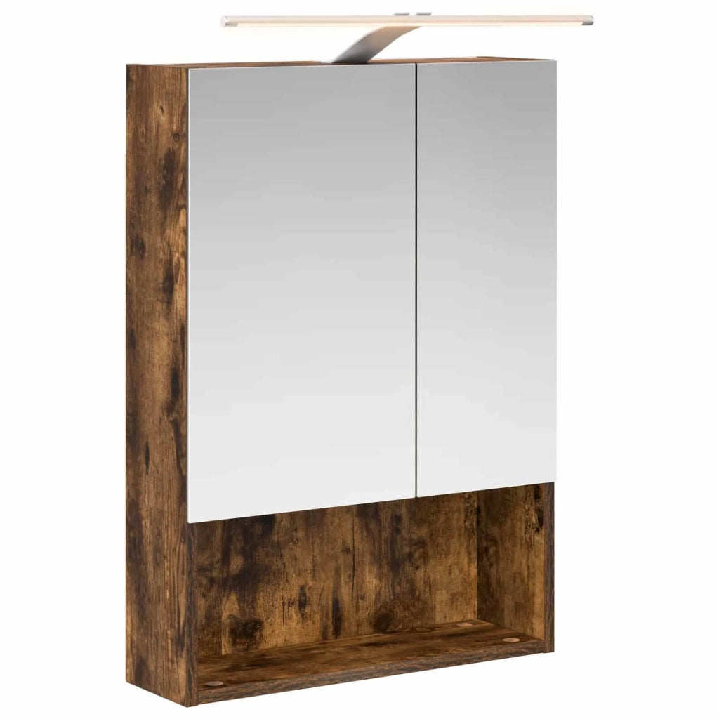 Mobiletto per specchio da bagno Rovere fumé 50 x 14,5 x 70 cm