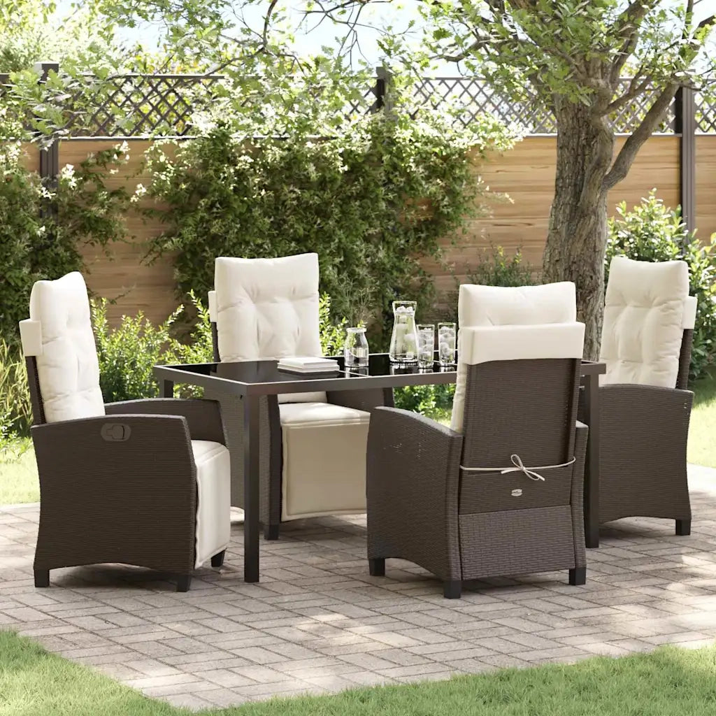Set da Pranzo per Giardino con cuscino 5 pcs Marrone polyrattan 3380431