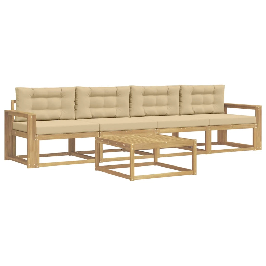 Set di divani da esterno con cuscino 4 pcs Bianco e Beige