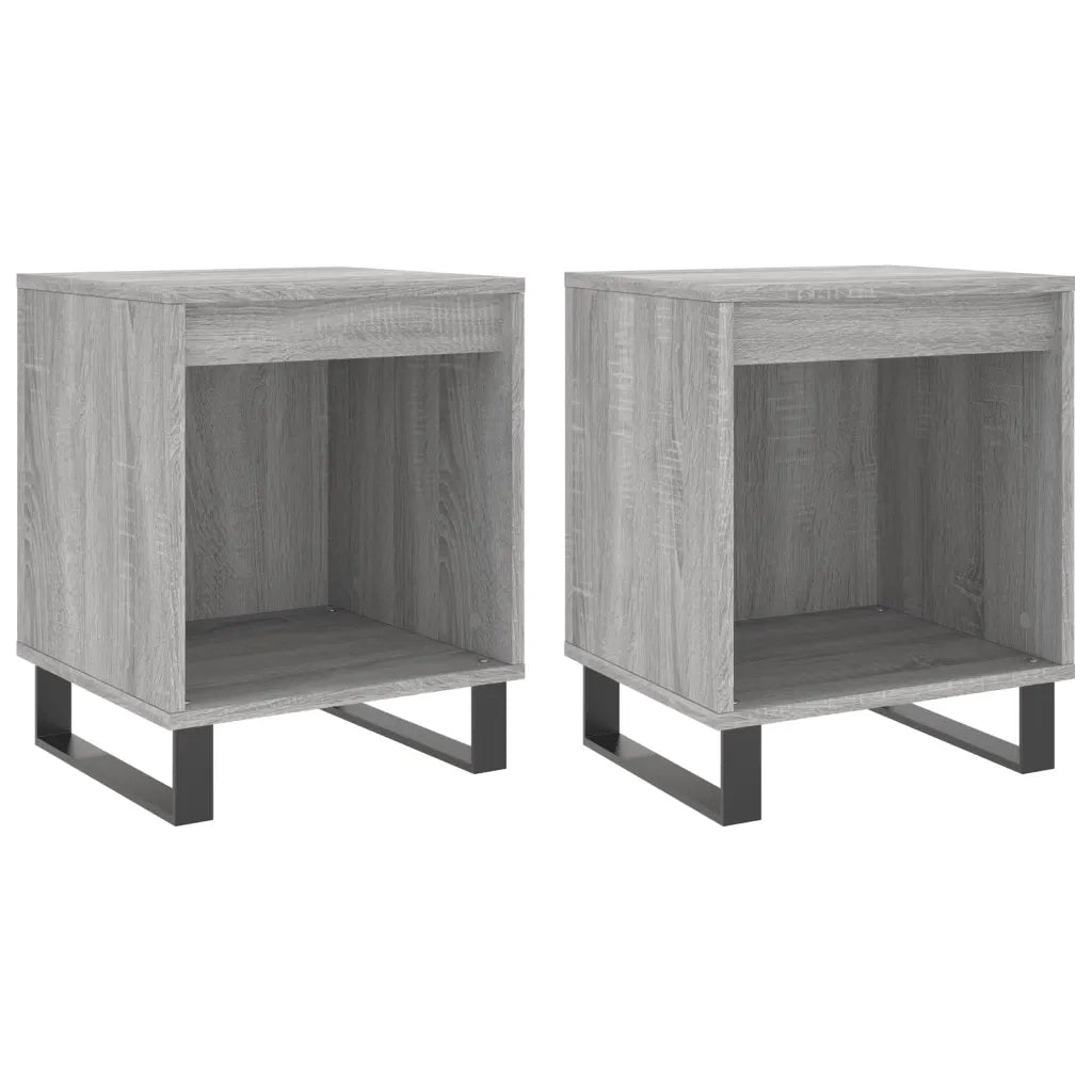Comodini 2pz-Set di 2 Tavolino da notte Grigio Sonoma 40x35x50 cm in Legno Multistrato 677807
