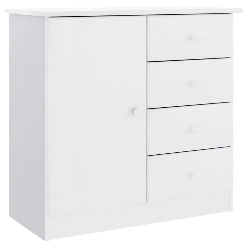 Buffet credenza cassettiera armadio mobile contenitore organizer per cucina soggiorno salotto 77 x 35 x 73 cm legno massello di pino bianco 02_0029681