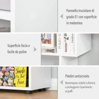 Libreria Scaffale Moderna di Design a 8 Ripiani in Legno Truciolare, Arredamento Casa e Ufficio, 70x24x178cm Bianco