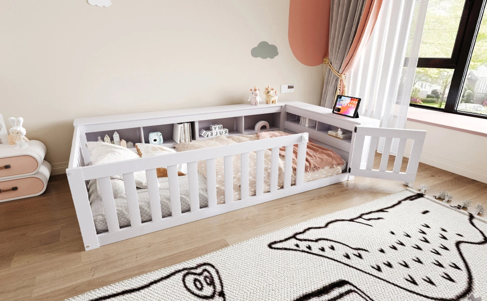 Letto singolo bianco con funzione multifunzione in legno massello 90x200 cm
