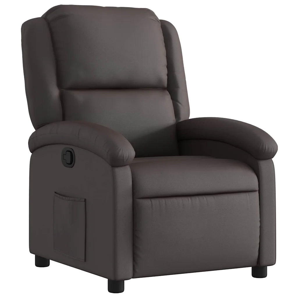 Poltrona | Sedia Relax Reclinabile Marrone Scuro in Vera Pelle