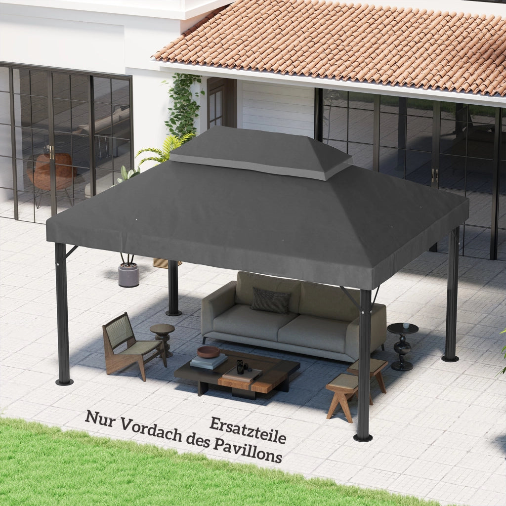 Copertura per Gazebo 3x4 m ¨C Zephmum ¨C Polyester Grigio Scuro UPF30+
