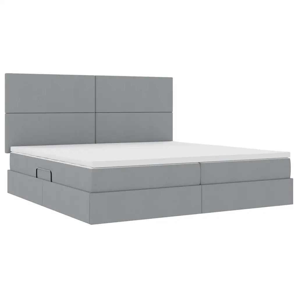 Letto con contenitore LED e materasso Grigio Chiaro