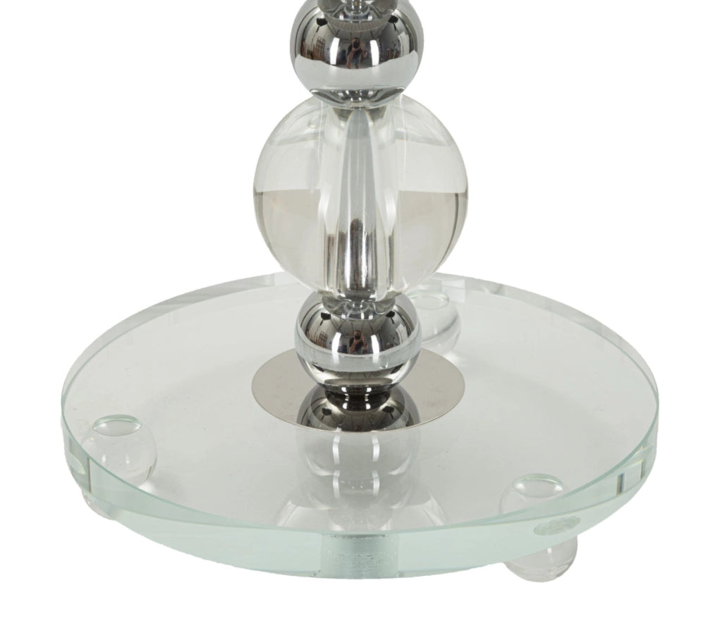 Lampada da Tavolo Tolly Ø30x48 cm in Metallo e Vetro e Tessuto Argento