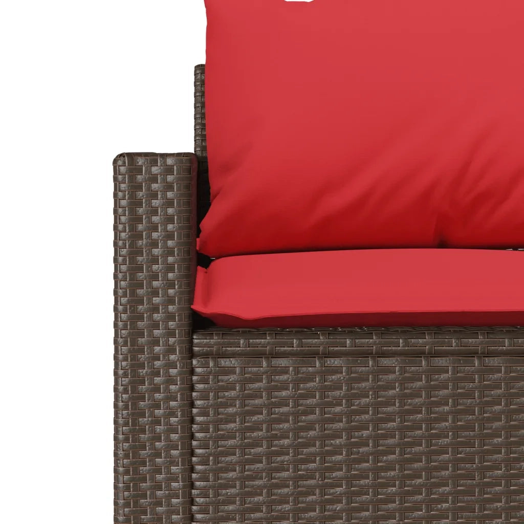 Divano da Giardino a 3 Posti con Cuscini in Polyrattan Marrone 366348