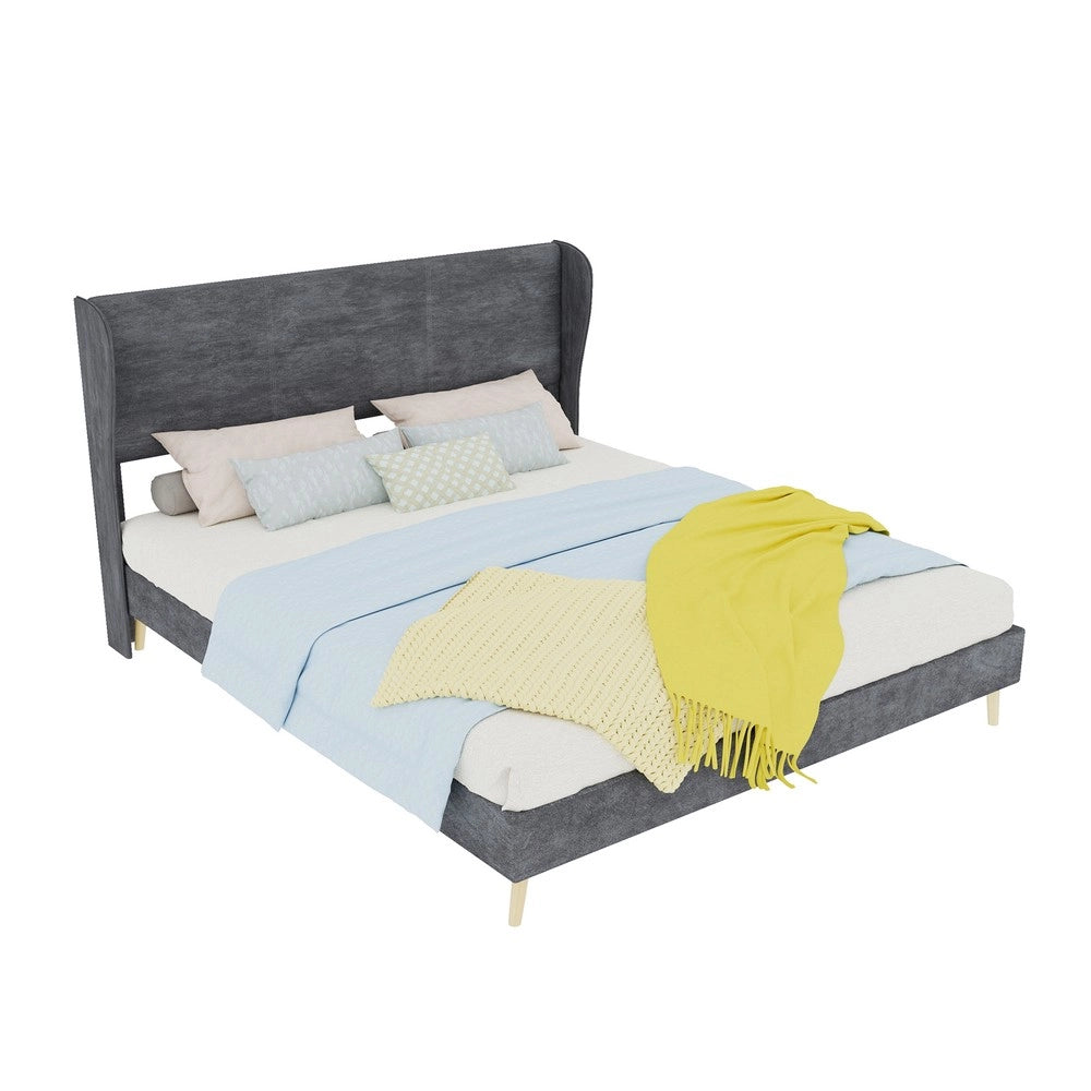 Letto Imbottito con Testiera Morbida ¨C MINIMAL ¨C Grigio, 160x200, con Materasso