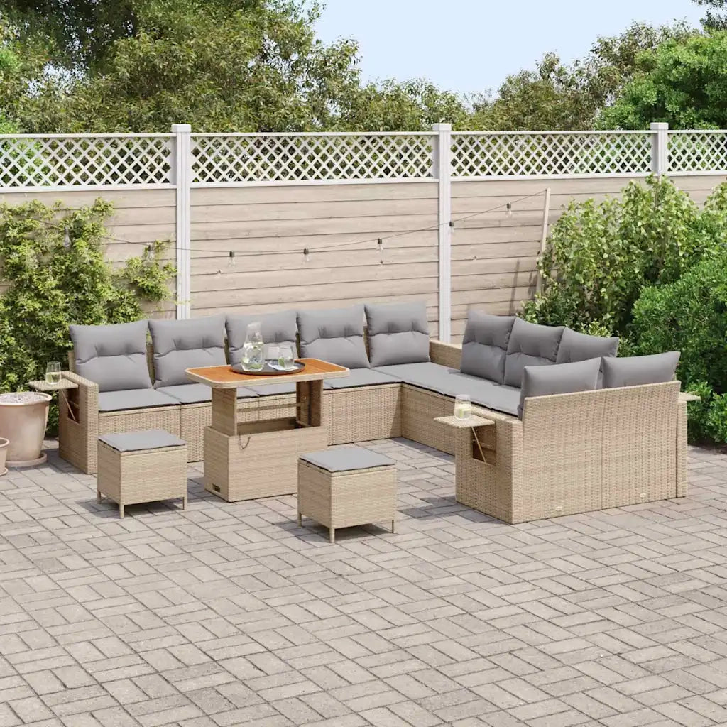 Set Divano da Giardino con cuscino 13 pcs Beige polyrattan 3363757