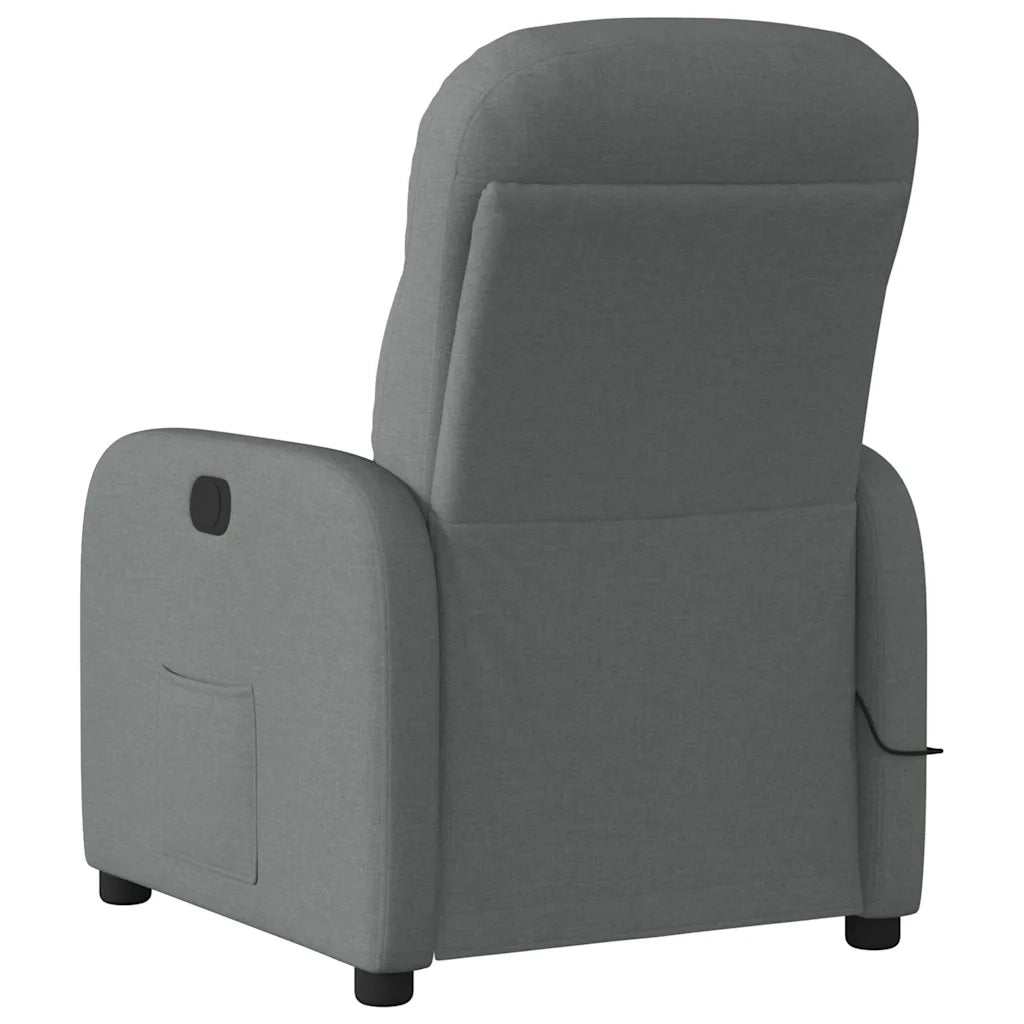 Divano Sedia-Poltrona Reclinabile Massaggio Elettrica Grigio Scuro Tessuto 485753