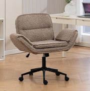 Sedia da ufficio girevole in teddy fleece marrone