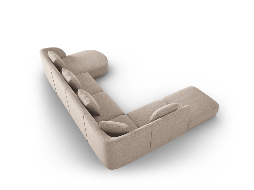 Cosmopolitan Design - Divano panoramico sinistro "Tulum" 6 posti in ciniglia beige 