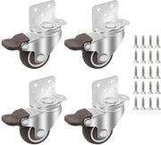 Set di ruote di sedia 38MM, 4 ruote di plastica TPE, set di ruote per trasporto con 20 viti, ruote con freno, ruote di sedia con piatto di fissaggio L, ruote di gomma adatte per lettini, mobili, vasi di fiori.