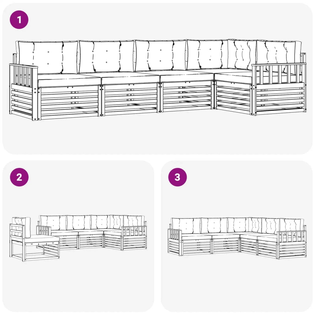 Set di divani da esterno 5 pcs Grigio Naturale e Chiaro 3373451
