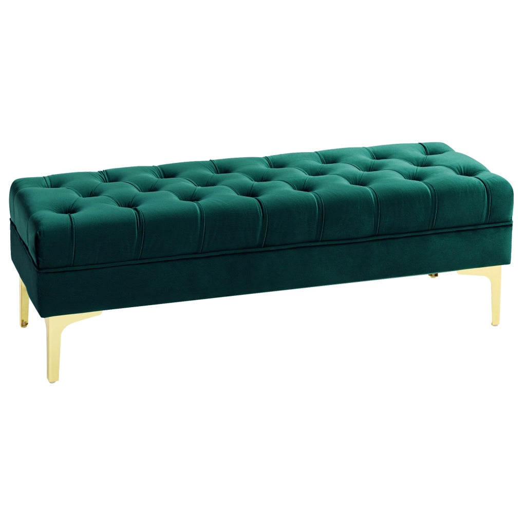Panca Fondo Letto Imbottita in Tessuto Velluto ¨C Zephmum ¨C Verde Scuro 118x45x42 cm