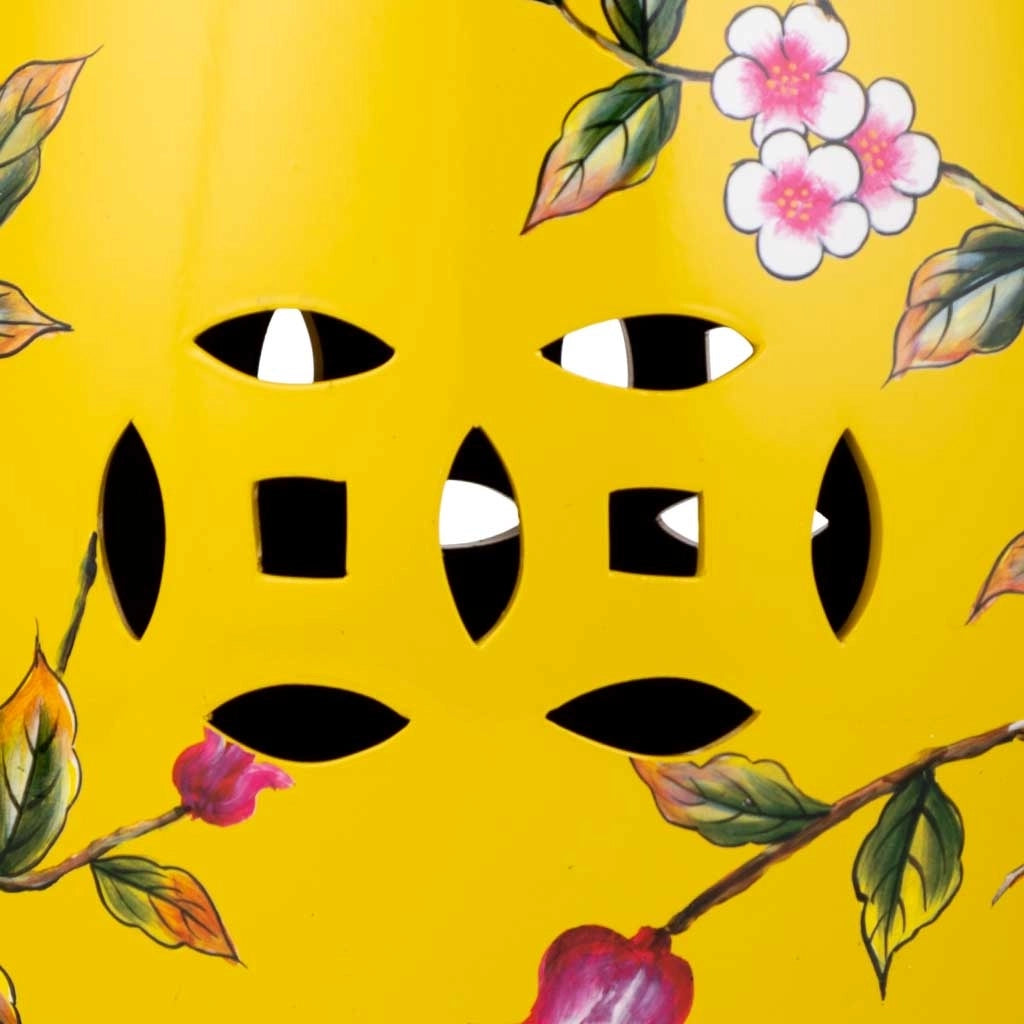 Sgabello in ceramica giallo D33x44,5