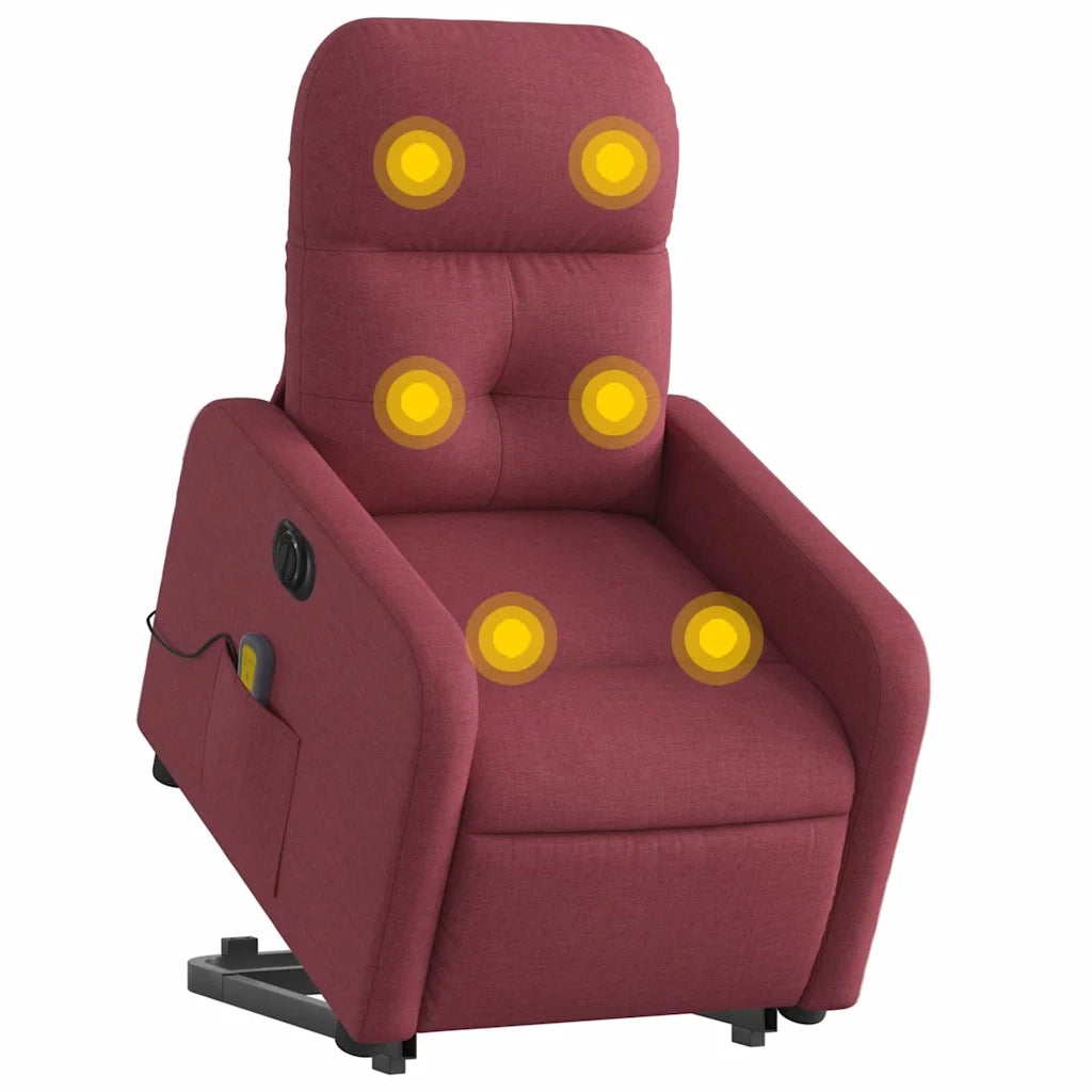 Poltrona Alzapersona Massaggiante Elettrica Rosso Vino Tessutocod mxl 116793