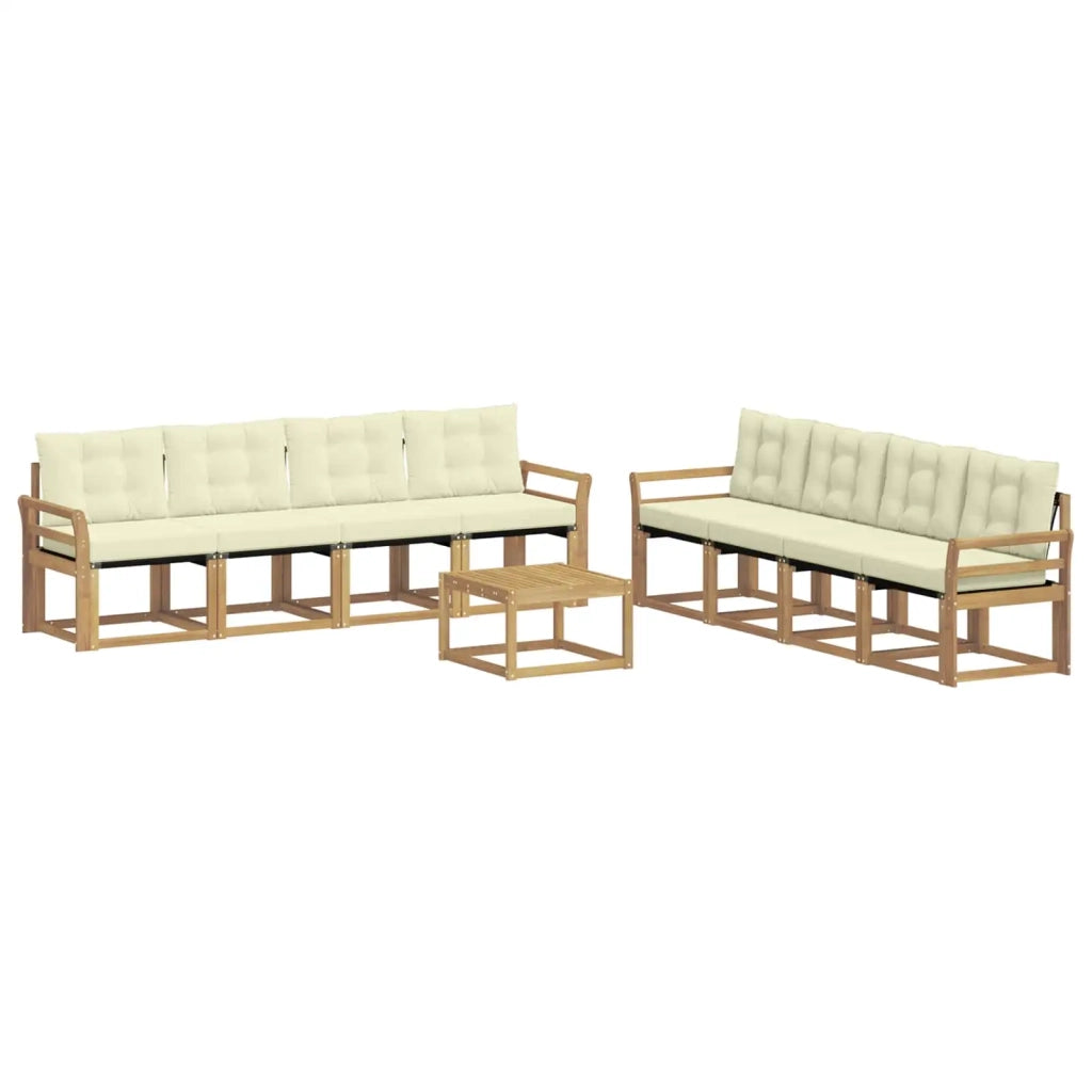 Set di divani da esterno 9 pz Bianco e Crema 3389332