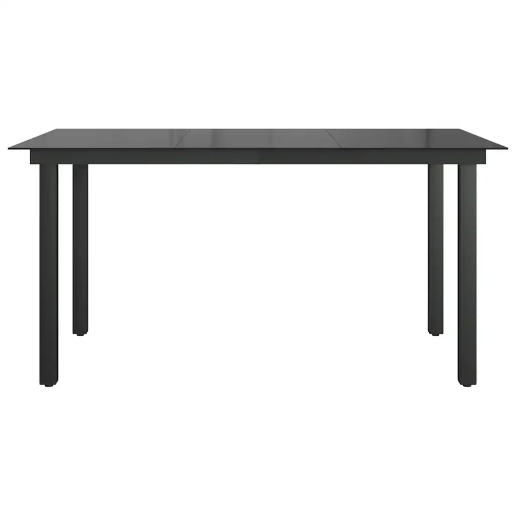 Tavolo da Giardino Nero 150x90x74 cm in Alluminio e Vetro 42788