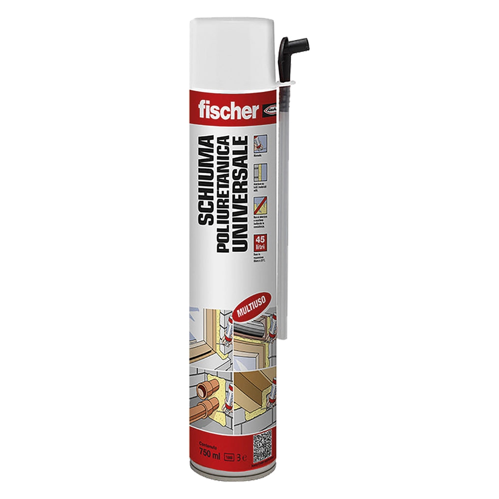SCHIUMA POLIURETANICA '1K' PU 1K 750 ml 750 - manuale- 12 pezzi  - FISCHER
