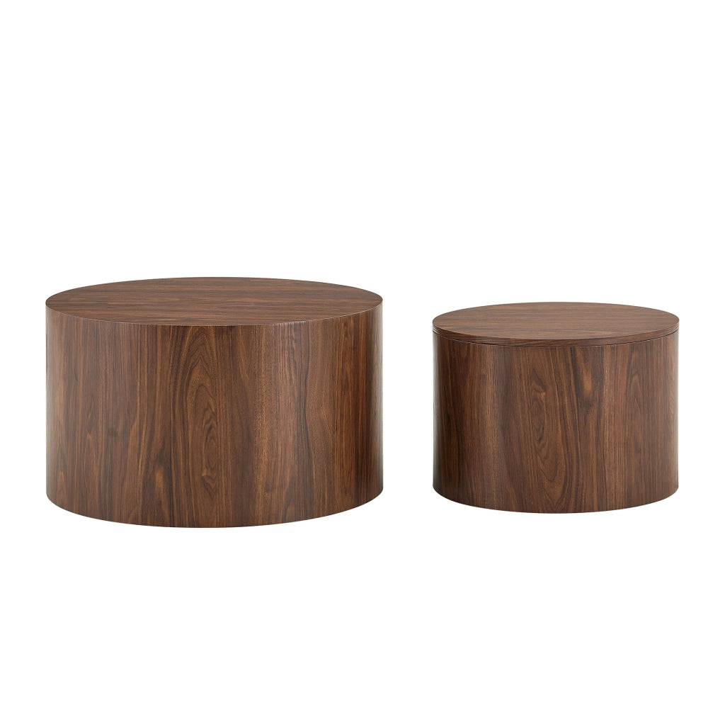 Set di tavolini da caffè impilabili con coperchio rimovibile in MDF colore noce