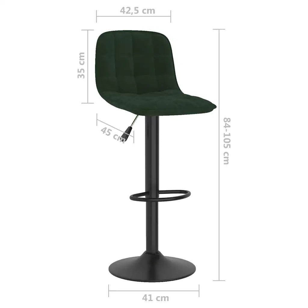 vidaXL Sgabelli da Bar 2 pz Verde Scuro in Velluto