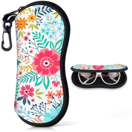 Giacche per occhiali - Neoprene - Ultralight e impermeabile - Bianco con fiori - Protezione per occhiali - Adatto per adulti e bambini