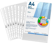 Pacchetto di 80 buste trasparenti DIN A4 extra resistenti, buste per brochure 120my, con apertura superiore, pellicole trasparenti A4 cristalline, stabili per l'archiviazione di carta, foto, documenti, dossier, cartelle | 0,06 mm su un lato