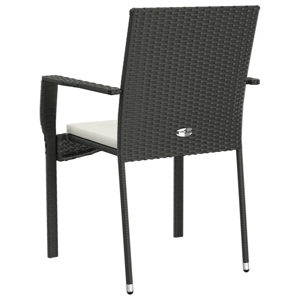 Sedie da Giardino con Cuscini 4 pz | Sedie da Esterno in Polyrattan Nere