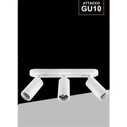 Trade Shop - Applique Plafoniera Orientabile Da Soffitto Parete 3 Diffusori Lampada Gu10 Ts-3 - Bianco