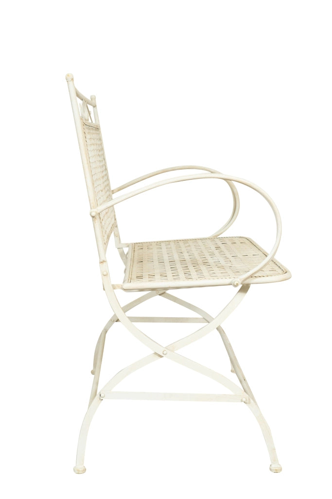 Biscottini Divanetto/panchina in ferro battuto finitura bianca anticata 120x52x79 cm