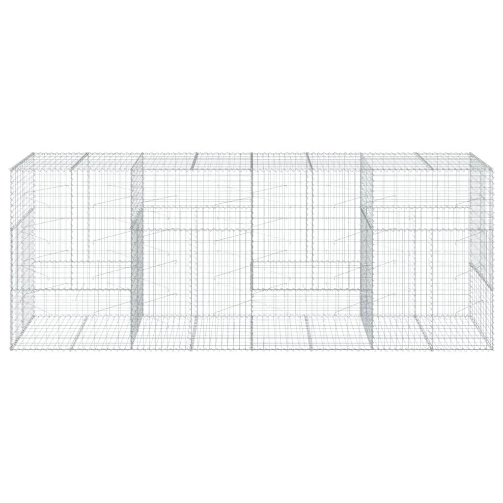 Gabbione recinto a gabbia muro di contenimento con coperchio 400 x 100 x 150 cm ferro zincato argento 02_0040160