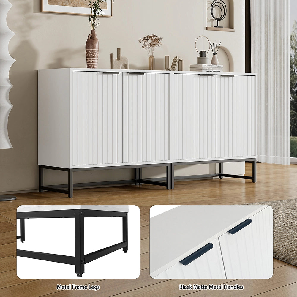 Comò - Xylo - 2 porte a scomparsa maniglie metallo 80x40x80cm