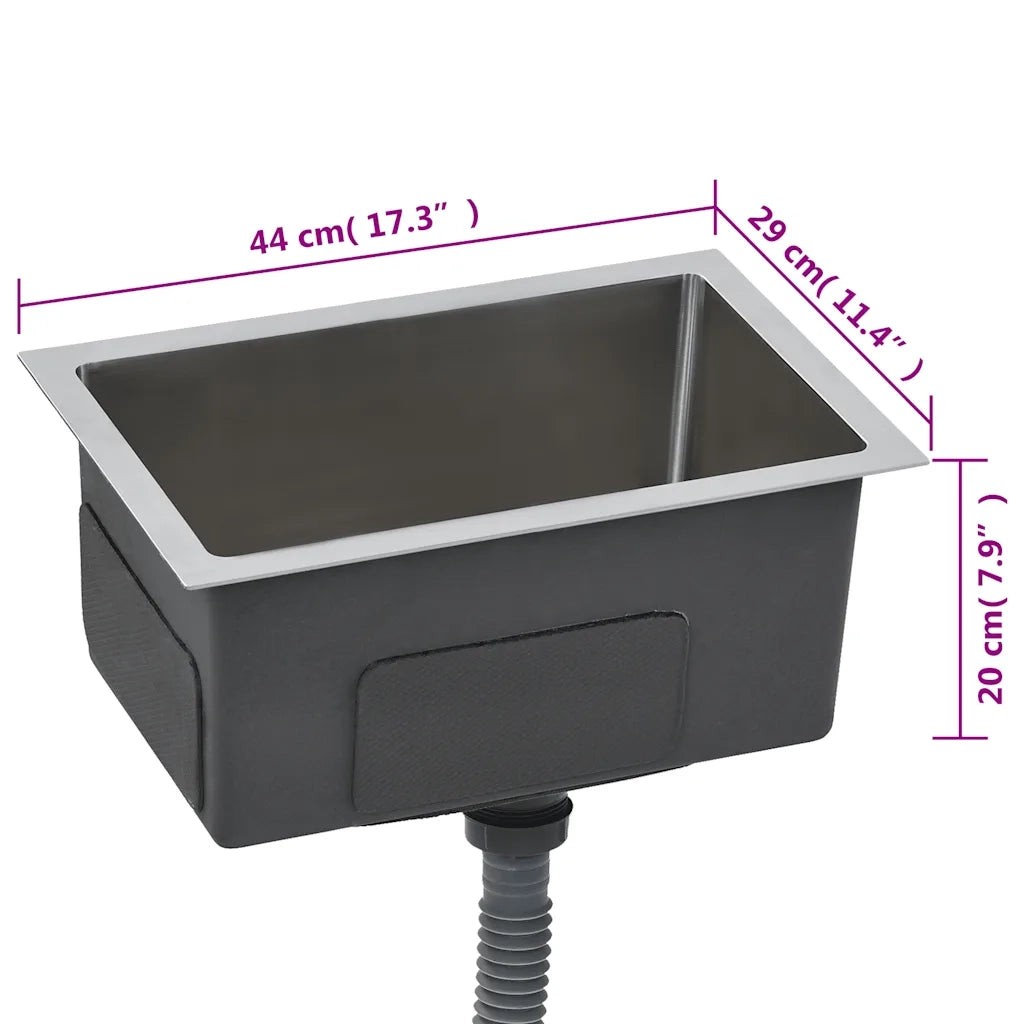 Lavello da Cucina Lavorato a Mano-Lavandino-Lavabo in Acciaio Inox 743729