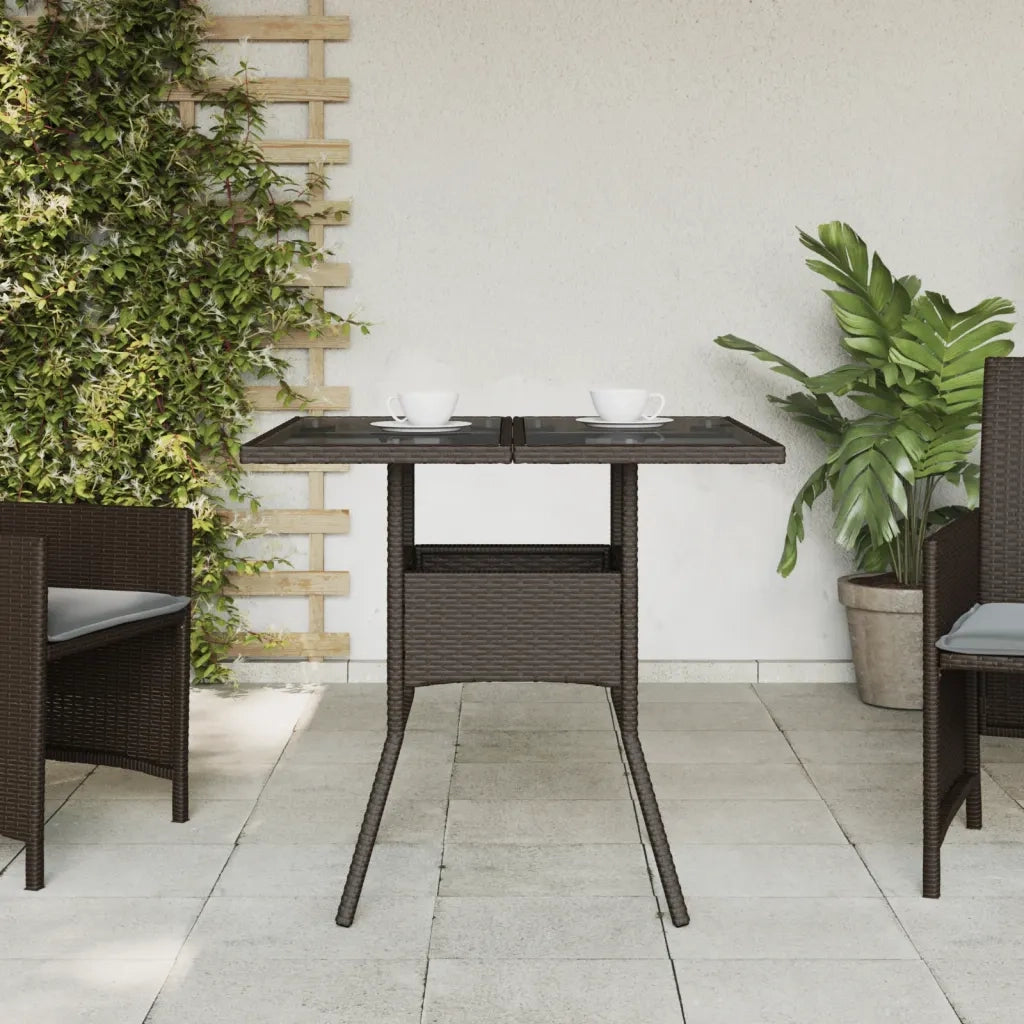 Tavolo da Giardino Piano Vetro Marrone 80x80x75 cm Polyrattancod mxl 114071